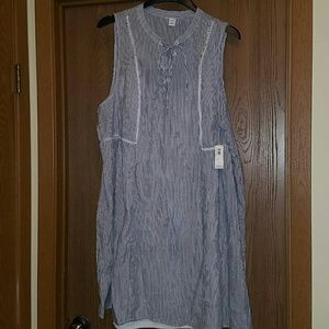 Blue and white striped dress